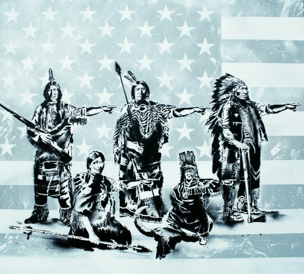 If the Native Americans really decide to expel all the emigrants... - My, Painting, America, , The americans, Art, Art, Creation, USA, Longpost