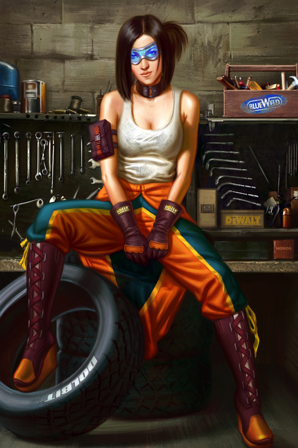 Mechanic girl concept - My, , Girls, Deviantart, Concept Art, , Art, Painting, Beautiful girl, Longpost