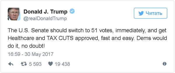 Трамп потребовал изменить правила голосования в Сенате для принятия его инициатив