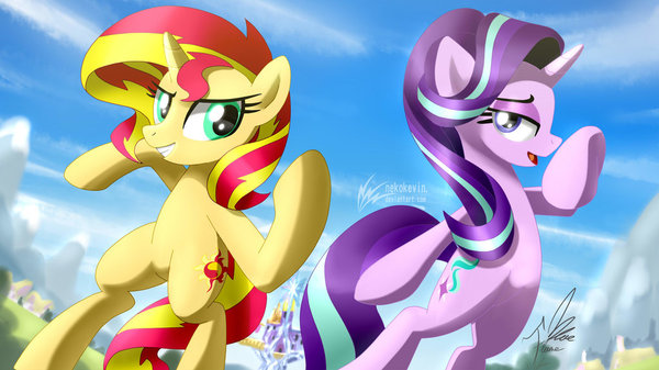 Sunset Shimmer and Starlight Glimmer My Little Pony, Ponyart, Sunset Shimmer, Starlight Glimmer, , Nekokevin