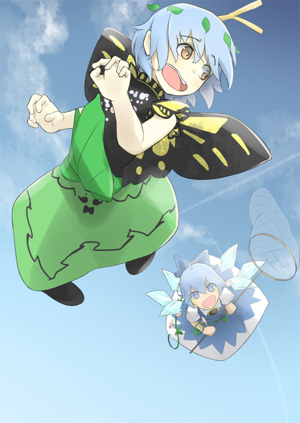 Catch-up - Anime, Anime art, Eternity larva, Cirno, Touhou