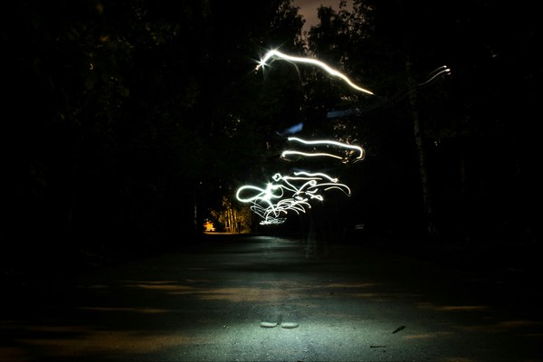 Played with shutter speed and a flashlight - My, Canon, Canon 600D, Night, Excerpt, The park, Longpost