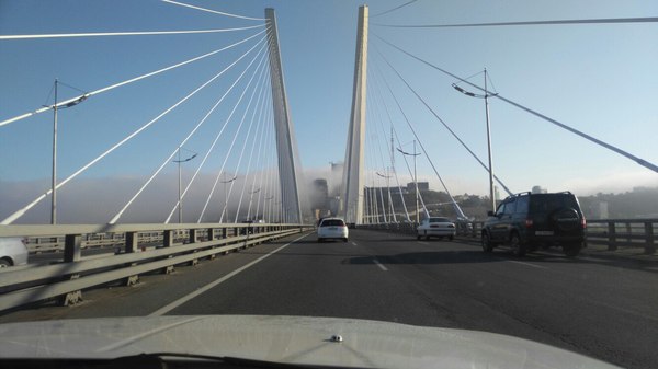 Vladivostok, 07:24 am - Fog, The photo, Bridge, Morning, Vladivostok, My