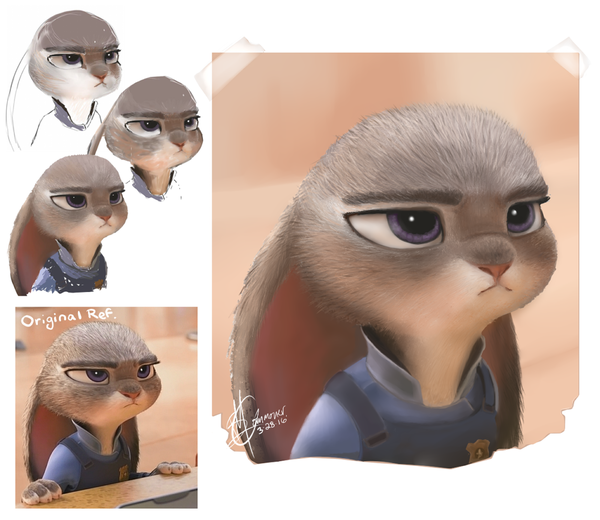 Отрисовка Джуди Хоппс со скриншота.