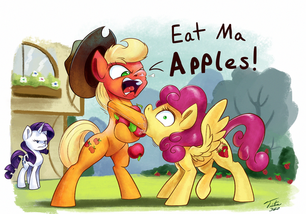 ! My Little Pony, Ponyart, Applejack, Rarity, Strawberry Sunrise