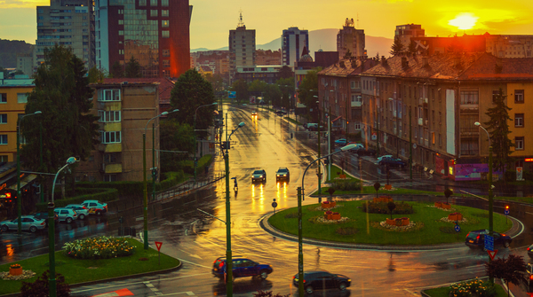 Rain during sunset - My, Sunset, Rain, The photo, Brasov, Romania