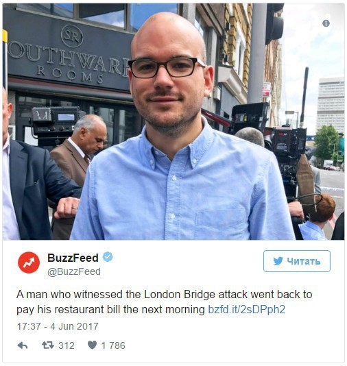 A Londoner returned to the cafe a day after the attack to pay the bill - London, Terrorist attack, 