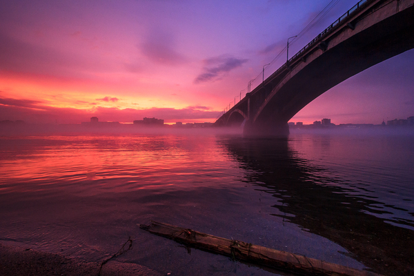 Sunset in Krasnoyarsk - My, Krasnoyarsk, Yenisei, Sunset, The photo