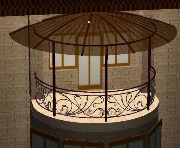 My rendering. Balcony railing, balcony awning, front door, gate. - My, Forging, Art, Fencing, Shed, , Balcony, Longpost
