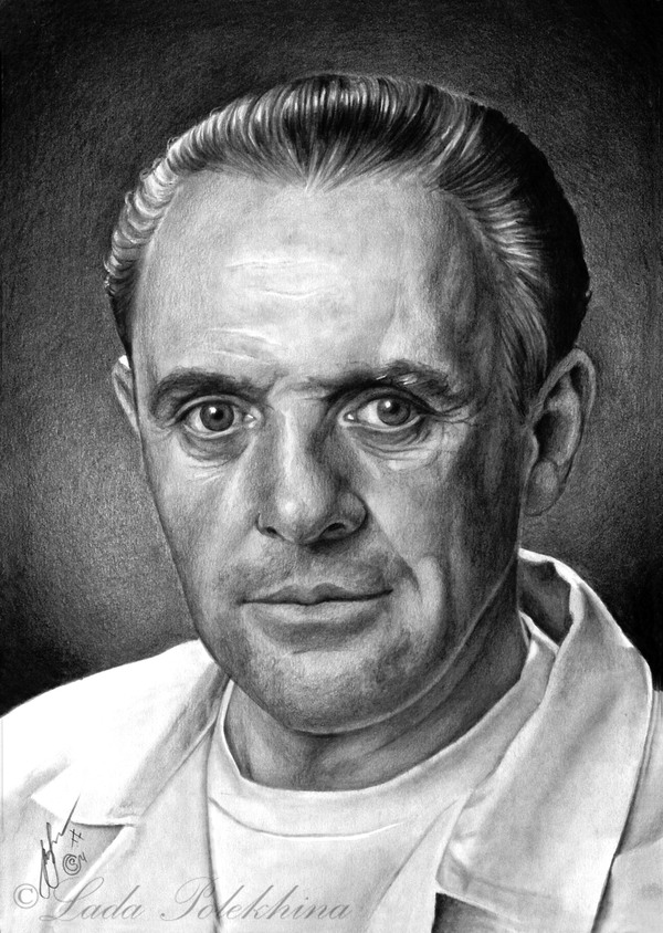 Portraits in pencil - My, Portrait, Drawing, Simple pencil, Hannibal Lecter, Silence of the Lambs, Hannibal, Longpost