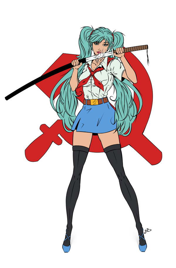 Our Soviet Union will punish the whole world from Europe to the Neva to the East... - Camp owlet, Visual novel, Art, , Hatsune Miku