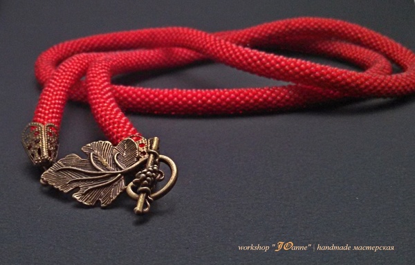Lariat Scarlet Leaf - My, Needlework, , Czech beads, Decoration, Lariat, Longpost