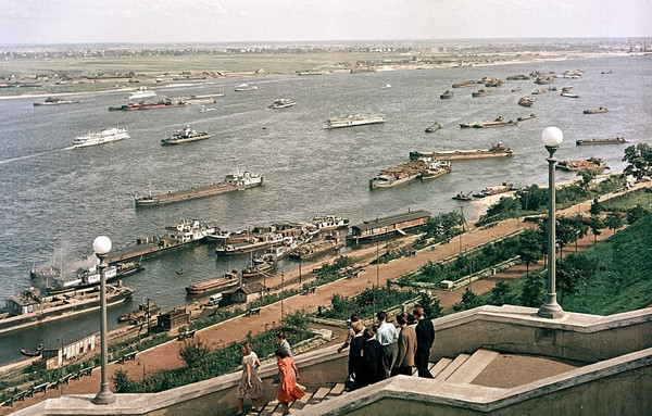 Traffic on the Volga in the 60s - The photo, bitter, Nizhny Novgorod, the USSR, Volga, Traffic, 60th, Volga river