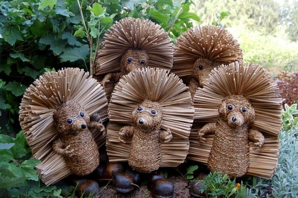 hedgehog family - My, Landscape design, Folk art, Handmade, Perm Territory, The photo, Longpost