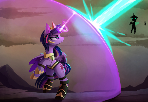 To protect Equestria My Little Pony, Ponyart, Twilight Sparkle, Changeling, Magnaluna