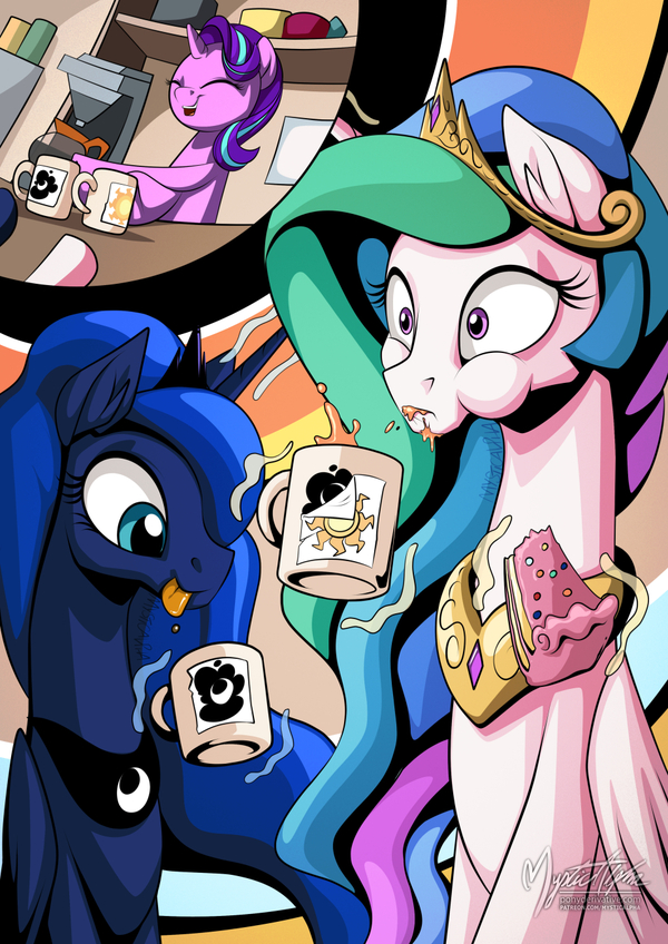 Wrong Cup - My Little Pony, PonyArt, Princess Celestia, Princess Luna, Starlight Glimmer, Mysticalpha