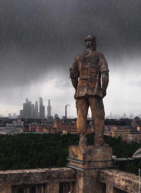 This city had a hero - Moscow City, Rain, Moscow, The photo