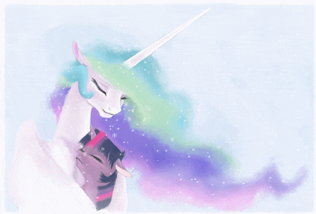 The Warmth of the Sun - My Little Pony, Princess Celestia, Twilight sparkle, Гифка, Коллаб, Szafir87