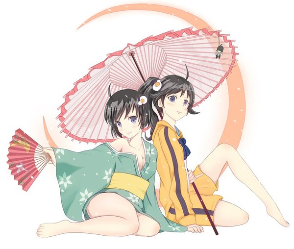 Sun and moon - Monogatari series, Anime art, Araragi karen, Tsukihi araragi, Araragi koyomi, Anime, Drawing