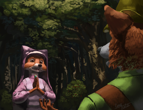 Lady Marian and Robin Hood - My, Art, Anthro, Robin the Hood, Furry, Virgin Marian, Conqista