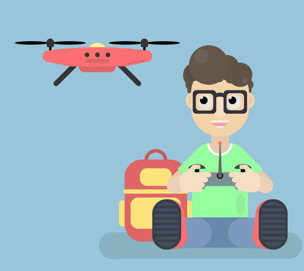 boy playing with drone - My, Illustrations, Children, Games, Drone, Adobe illustrator, Quadcopter