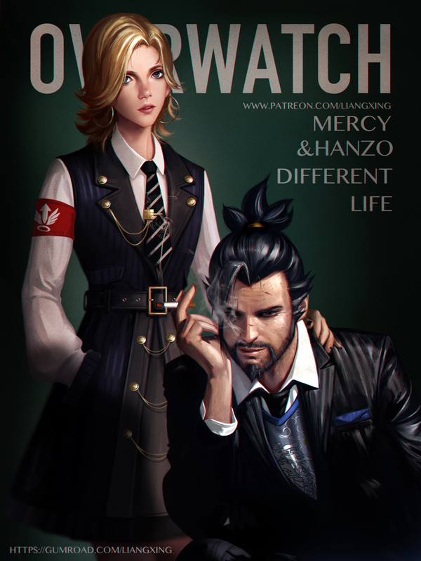 Different life Overwatch, Mercy, Hanzo, Liang Xing