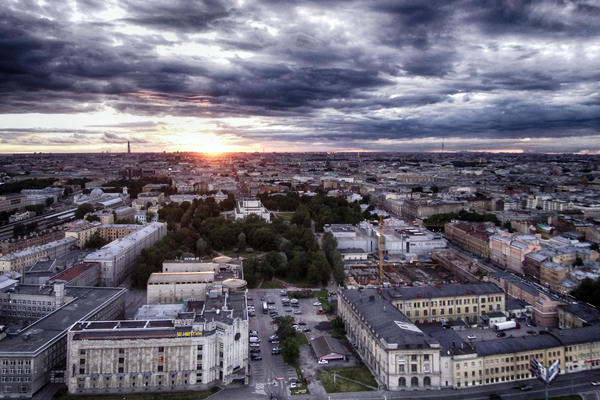 Sunset over Obvodny - Saint Petersburg, The photo, Mi drone, Aerial photography, Sunset, My