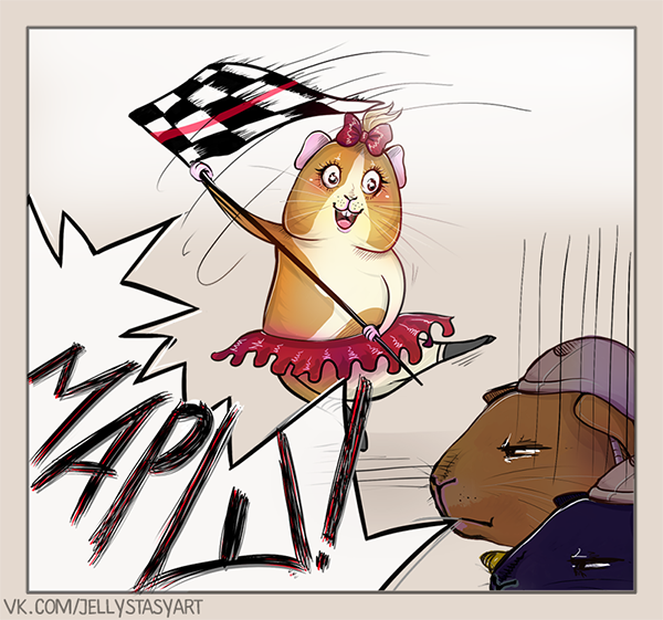 Race - My, Comics, Guinea pig, GIF with background, GIF, Longpost