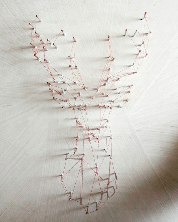 In such weather, it remains only to tie the Reindeer ... - My, String Art, , Deer, With your own hands, Deer