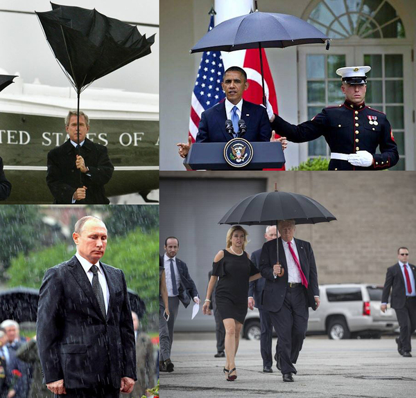 Presidents and umbrella - The president, Collage, Humor, 