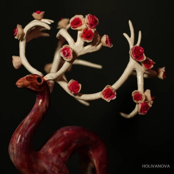 Sculpture from polymer clay - My, Deer, Polymer clay, Creation, Handmade, Surrealism, Longpost, Deer