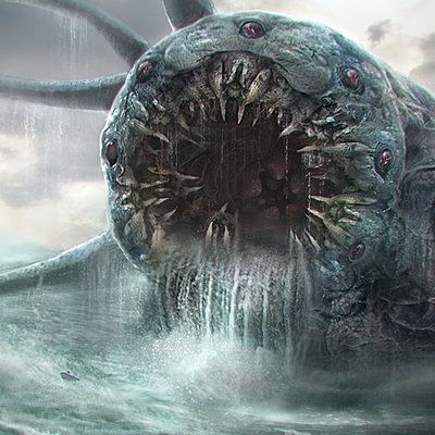 Deep sea nightmare, part 2 - Арт, Картинки, Океан, Водные монстры, Говард Филлипс Лавкрафт, Jormungand, Длиннопост