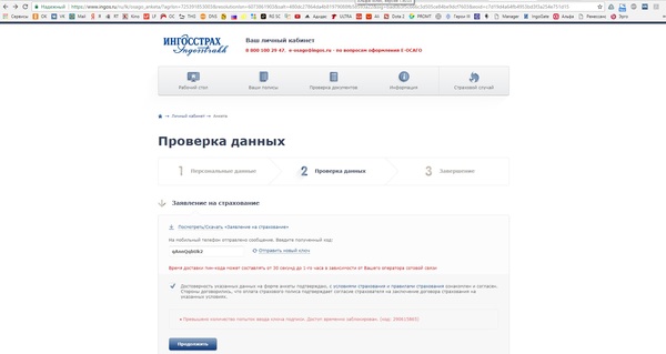 Е-ОСАГО - способ сбора СК персональных данных - Моё, е-Осаго, Электронное ОСАГО, Не получилось, Время идет, Страховая компания, Длиннопост