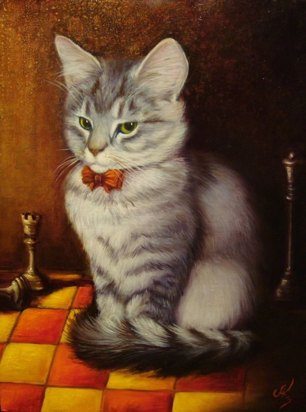 Scientist cat - cat, Painting, Canvas