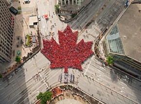 Winnipeg residents line up a giant maple leaf on Canada Day - Canada Day, Maple Leaf, Winnipeg