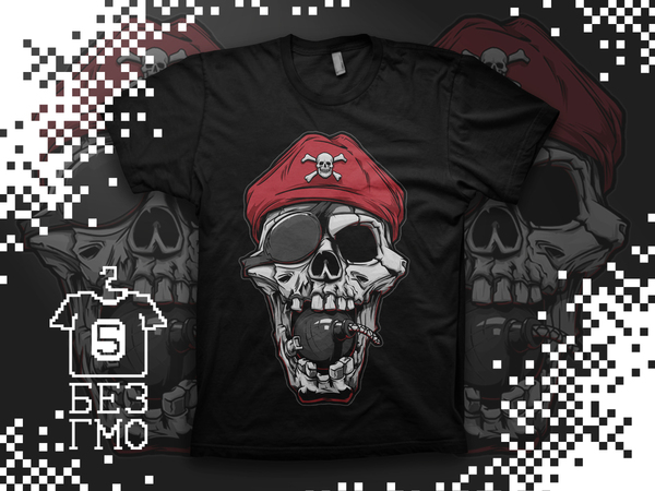 Pirate skull print - My, Scull, T-shirt, Pirates, Art, Vector graphics