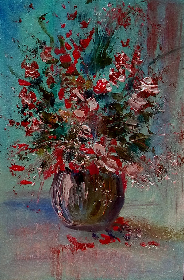 Flower mood - My, Oil painting, Painting, Wildflowers