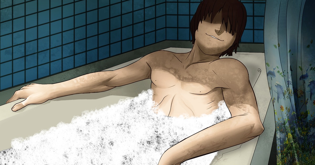 Мужчина лежит в ванной