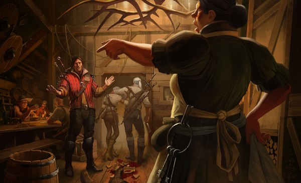 Get out of the tavern! - Witcher, Eskel, Geralt of Rivia, Ciri, Art