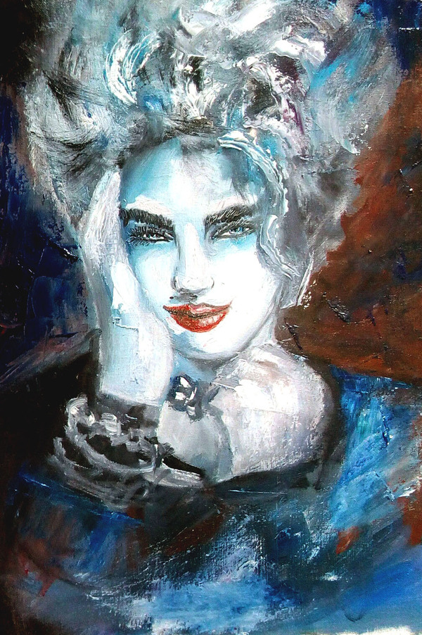 Today is a gloomy theme, gloomy tones. Waiting for comments! - My, Portrait, Art, Painting, Painting, Oil painting, Madonna