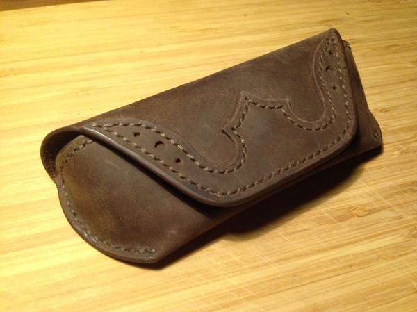 Case for glasses in leather Crazy Horse - My, Leather craft, Handmade, With your own hands, Leather, Hobby, glasses case, Longpost, Leather products