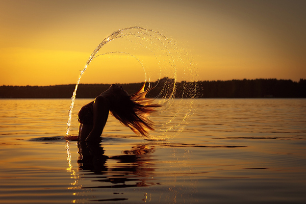 Mermaid, yeah - My, The photo, Summer, Lake, Girls, Sunset