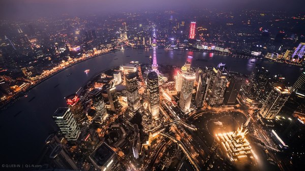 Flying over Shanghai. - The photo, Shanghai, Night city, beauty