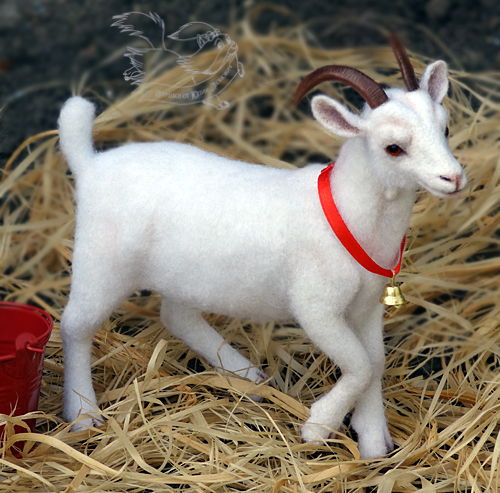 Wool toy. Aza the goat. - My, Pets, Goat, Kid, , Dry felting, Handmade, Hobby, Creation, Longpost