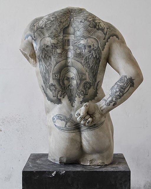 Italian artist tattoos classic sculptures - Tattoo, Artist, Crime, Longpost