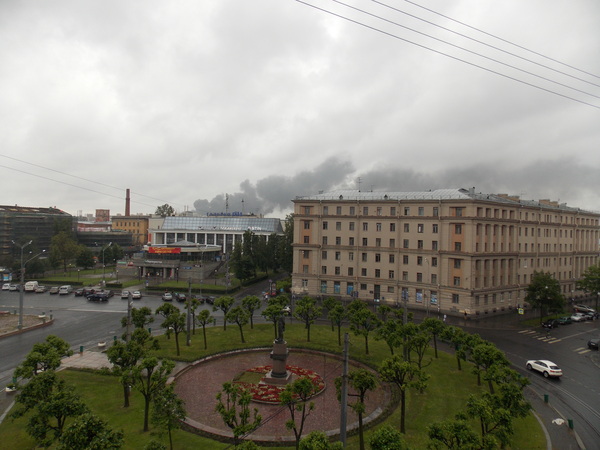 And meanwhile the smoke went above the clouds - My, Fire, Saint Petersburg, smokehouse, Longpost