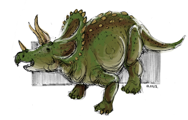 Triceratops - My, Drawing, Dinosaurs, Paleoart, My