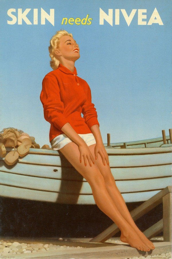 Nivea poster, UK, 1950s. - Poster, , Nivea, Girls, 1950