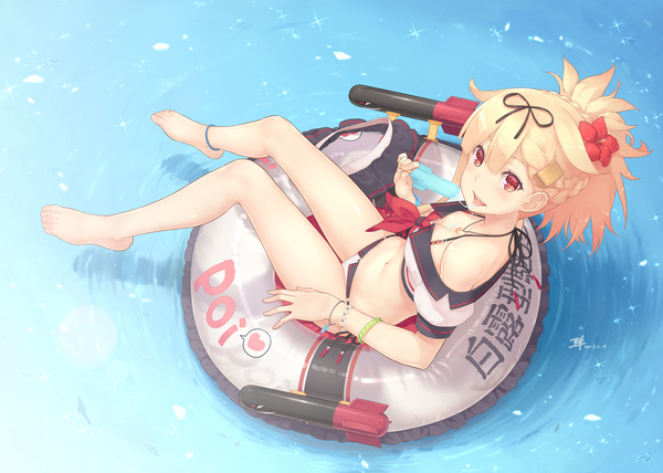 Yuudachi - Kantai collection, Yuudachi, Anime, Anime art, Swimsuit, Poi