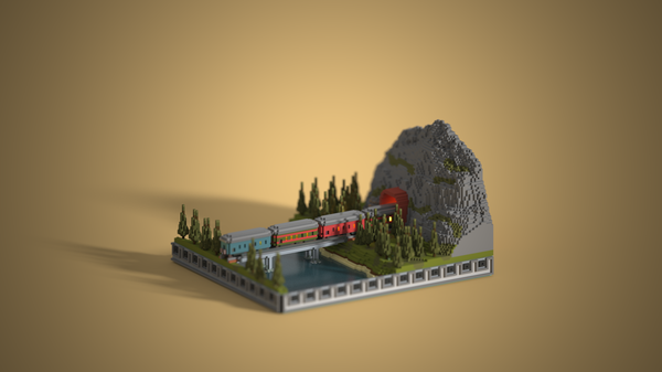 "Last train to paradise..." , Pixel Art, , Magicavoxel, Gamedev, Voxelart, 3D, 